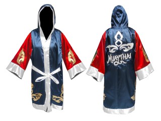 Custom Boxer Robe with hood : KNFIR-143-Red-Navy