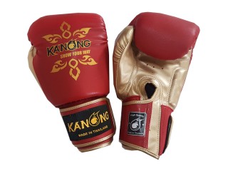 Kanong Boxing Gloves : Thai Power Red and Gold