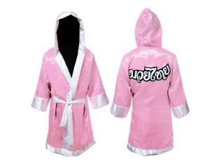 Kanong Custom made Boxing Robe with hood : Pink