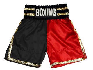 Custom Boxing Trunks : KNBSH-039-Black-Red Custom Boxing Trunks : KNBSH-039-Black-Red