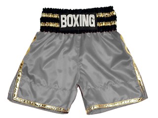 Custom Grey Boxing Trunks : KNBSH-039-Grey Custom Grey Boxing Trunks : KNBSH-039-Grey