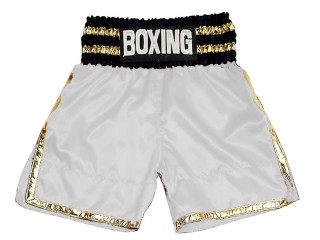 Custom made White Boxing Trunks : KNBSH-039-White Custom made White Boxing Trunks : KNBSH-039-White