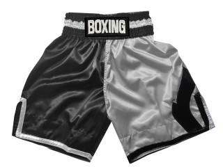 Custom Mens Boxing Shorts : KNBSH-037-TT-Black-Silver Custom Mens Boxing Shorts : KNBSH-037-TT-Black-Silver