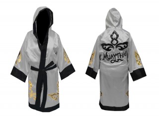 Custom made Boxing Robe outfit : KNFIR-143-Silver