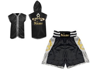 Boxing Kits - Custom Boxing Hoodies and Boxing Shorts : KNCUSET-006-Black Boxing Kits - Custom Boxing Hoodies and Boxing Shorts : KNCUSET-006-Black