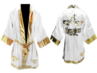 Kanong Customize Boxing Robe outfit : White Lai Thai