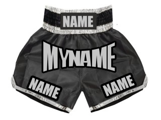 Custom Kids Black Boxing Shorts with Name : KNBSH-007 Custom Kids Black Boxing Shorts with Name : KNBSH-007