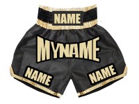 Custom Black and Gold Boxing Shorts : KNBSH-008