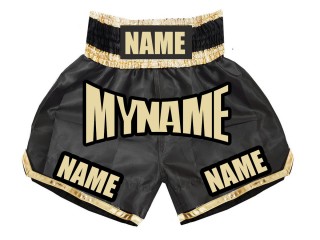 Custom Black and Gold Boxing Shorts : KNBSH-008 Custom Black and Gold Boxing Shorts : KNBSH-008