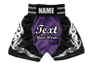  Custom made Boxing Trunks : KNBSH-024-Purple-Black