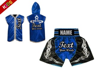 Kids Boxing outfit - Custom Kids Boxing Hoodies and Boxing Shorts : Blue Kids Boxing outfit - Custom Kids Boxing Hoodies and Boxing Shorts : Blue