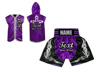 Custom boxing shorts and robe : Purple Custom boxing shorts and robe : Purple