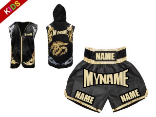 Kids boxing outfit - Custom Kids Boxing Hoodies and Boxing Shorts : Black Kids boxing outfit - Custom Kids Boxing Hoodies and Boxing Shorts : Black