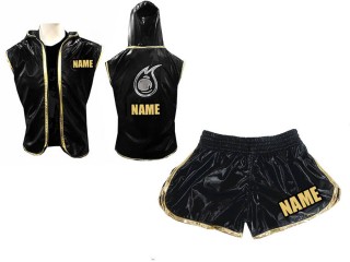 Boxing outfit - Custom Womens Boxing Hoodies jacket and Boxing Shorts : Black Boxing outfit - Custom Womens Boxing Hoodies jacket and Boxing Shorts : Black