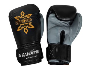 Kanong Boxing Gloves - Genuine Leather : Black and Grey