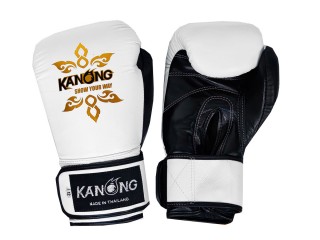 Kanong Boxing Gloves - Genuine Leather : White and Black
