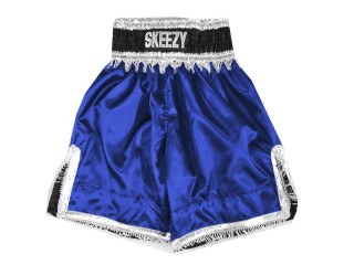 Custom Boxing Trunks with tassles : KNBXCUST-2034-Blue Custom Boxing Trunks with tassles : KNBXCUST-2034-Blue