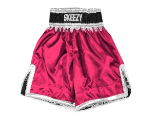 Custom made Boxing Shorts with tassles : KNBXCUST-2034-DarkPink Custom made Boxing Shorts with tassles : KNBXCUST-2034-DarkPink