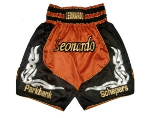 Customizable orange boxing shorts : KNBXCUST-2035-Orange-Black Customizable orange boxing shorts : KNBXCUST-2035-Orange-Black