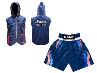 Boxing outfits - Custom Boxing Hoodies and Boxing Shorts uniforms : Navy Stripes Boxing outfits - Custom Boxing Hoodies and Boxing Shorts uniforms : Navy Stripes