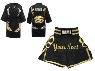 Custom boxing shorts and robe : Black/Gold Custom boxing shorts and robe : Black/Gold